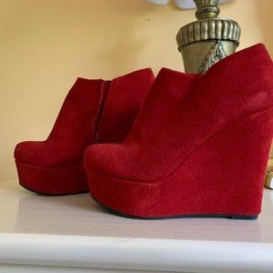 Red Platform Booties